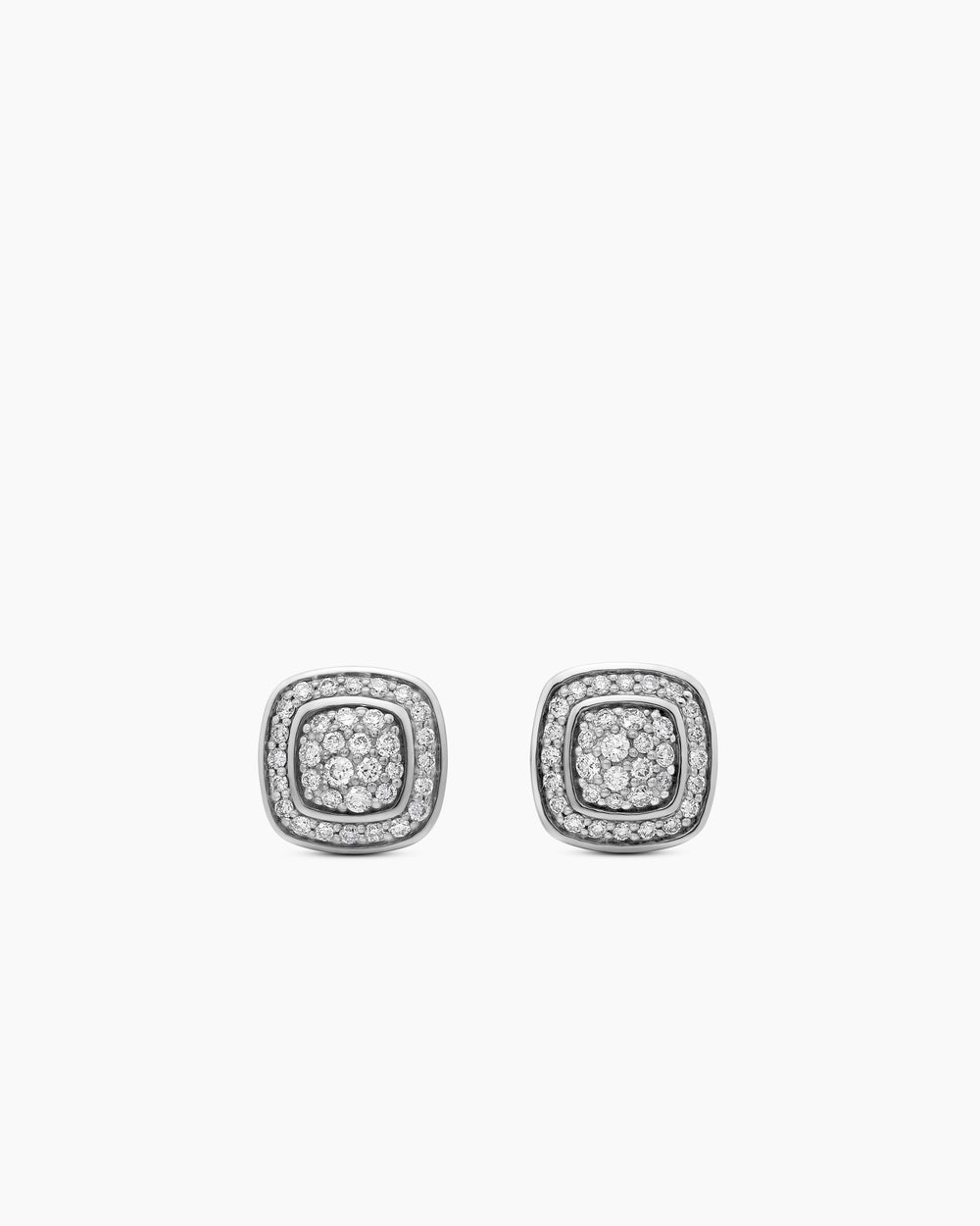 Womens Petite Albion® Stud Earrings in Sterling Silver with Pavé Diamonds, 5mm
