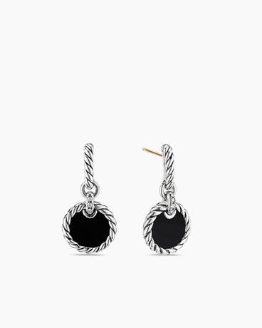 DY Elements® Drop Earrings in Sterling Silver with Black Onyx and Diamonds, 25mm