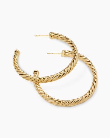 Sculpted Cable Hoop Earrings in 18K Yellow Gold, 1.75in