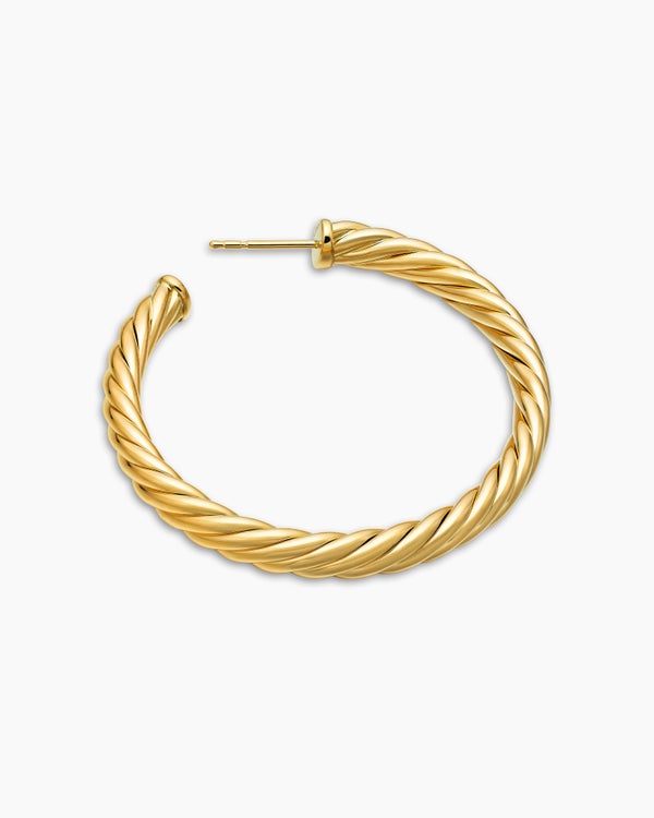 Sculpted Cable Hoop Earrings in 18K Yellow Gold, 1.75in