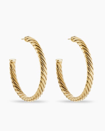 Sculpted Cable Hoop Earrings in 18K Yellow Gold, 1.75in