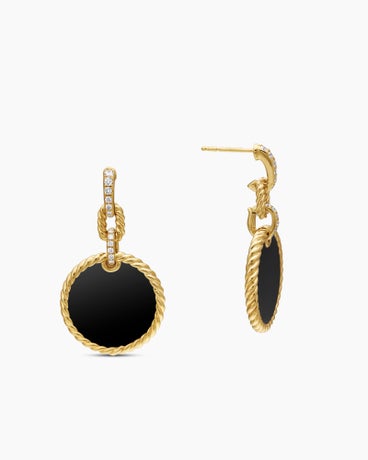 DY Elements® Convertible Drop Earrings in 18K Yellow Gold with Black Onyx and Diamonds, 38.3mm