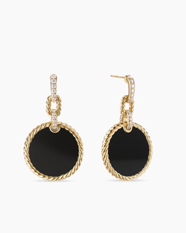DY Elements® Convertible Drop Earrings in 18K Yellow Gold with Black Onyx and Diamonds, 38.3mm