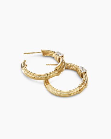 Angelika™ Hoop Earrings in 18K Yellow Gold with Diamonds, 27mm