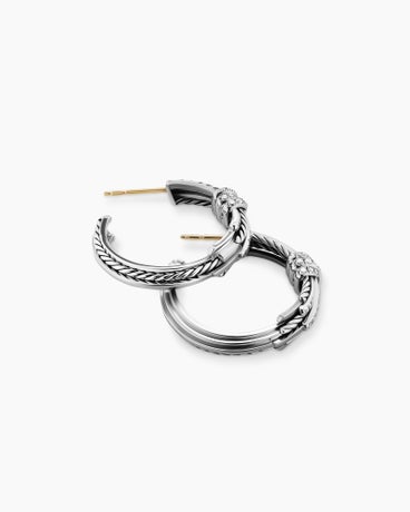 Angelika™ Hoop Earrings in Sterling Silver with Diamonds, 27mm
