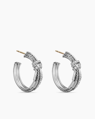 Angelika™ Hoop Earrings in Sterling Silver with Diamonds, 27mm