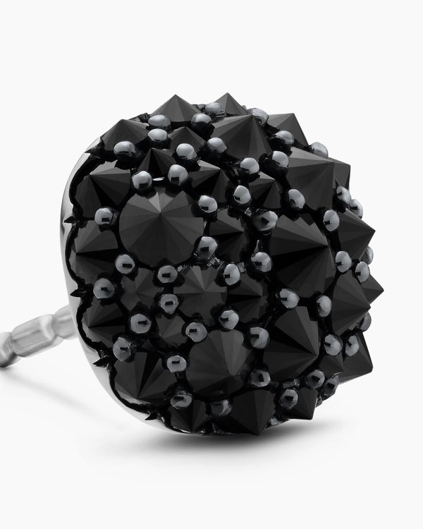 Reverse Set Pavé Cushion Stud Earrings in 18K White Gold with Black Diamonds, 8.5mm