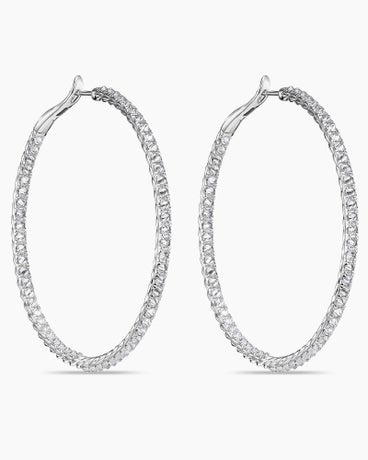 Reverse Set Hoop Earrings in 18K White Gold with Diamonds, 50.5mm
