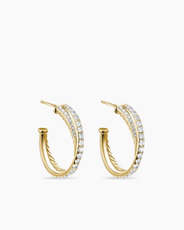 Pavé Crossover Hoop Earrings in 18K Yellow Gold with Diamonds, 24mm