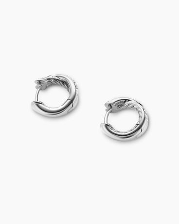 Pavé Crossover Hoop Earrings in 18K White Gold with Diamonds, 12mm