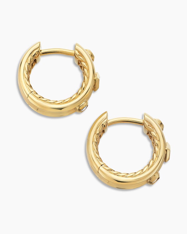 Modern Renaissance® Huggie Hoop Earrings in 18K Yellow Gold with Diamonds, 12.3mm
