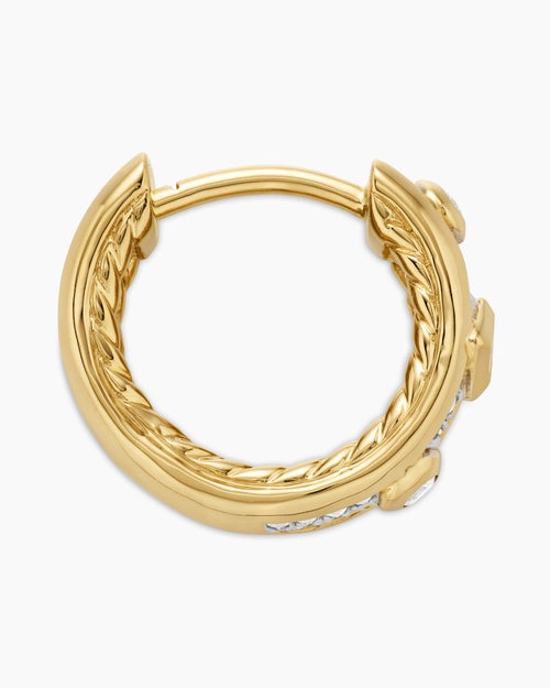 Womens Modern Renaissance® Huggie Hoop Earrings in 18K Yellow Gold with Diamonds, 12.3mm