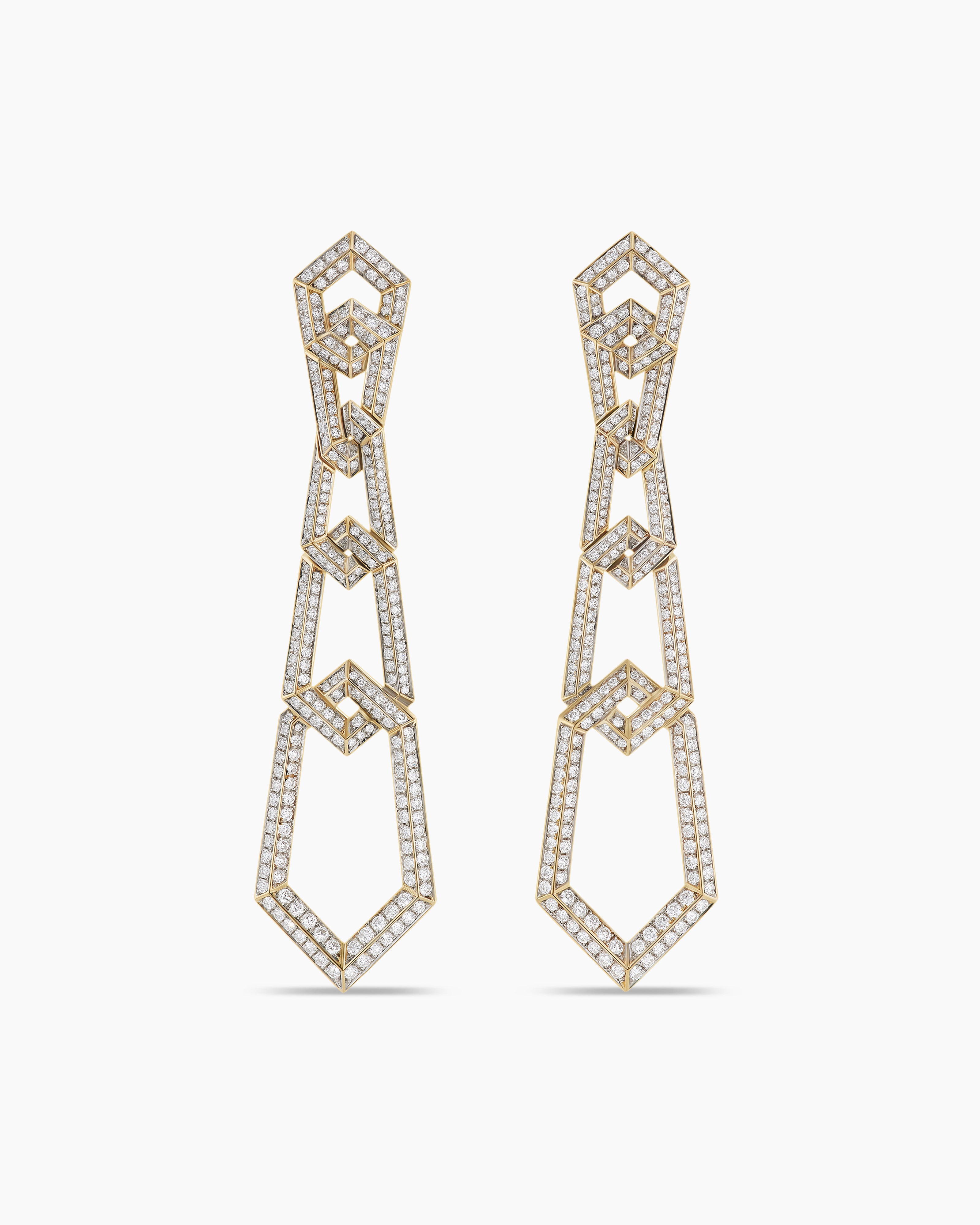 David Yurman Carlyle Linked Drop Earrings in Sterling Silver with 18K Yellow Gold