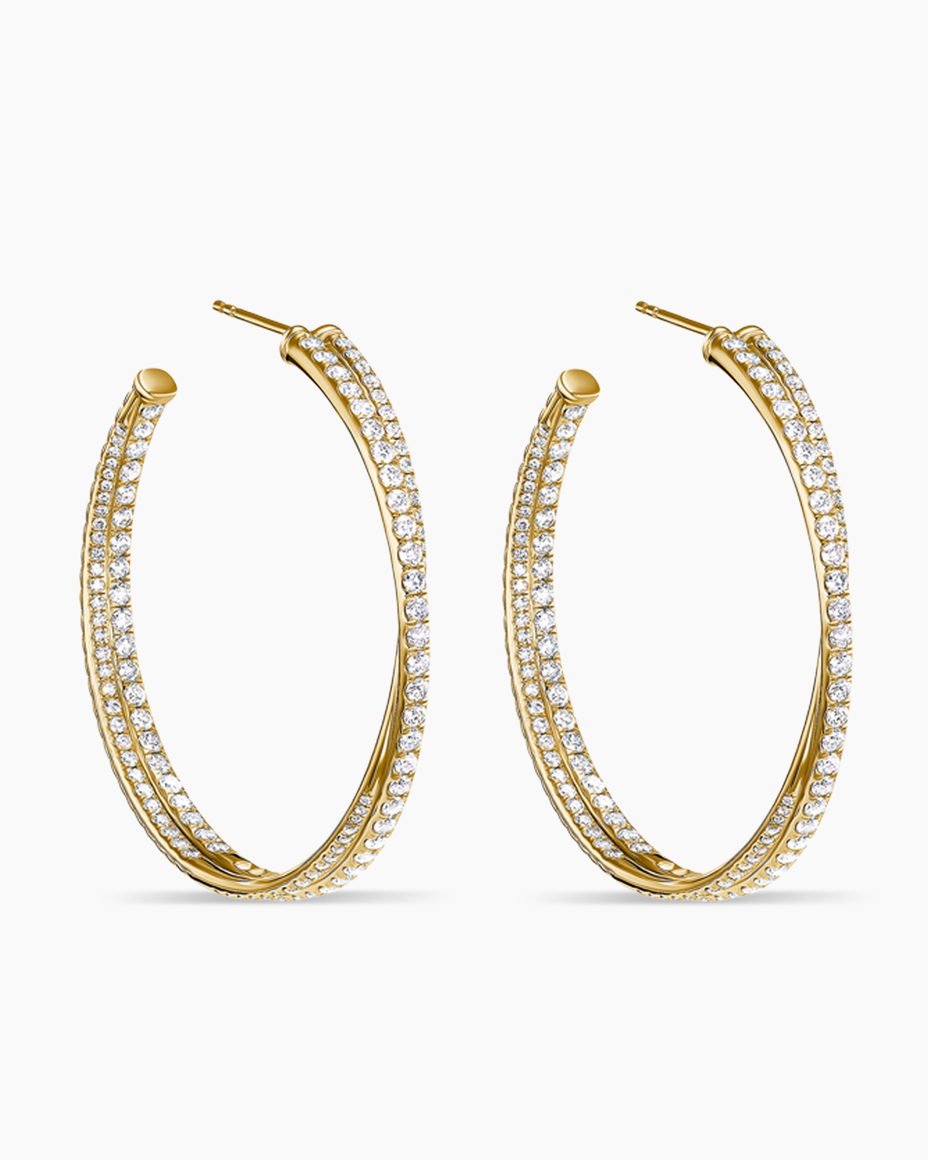 Gold Hoop Earrings 14k Yellow White Gold Satin Diamond-cut Square Tube Hoop  Earrings 1.75mm Thickness - Roy Rose Jewelry
