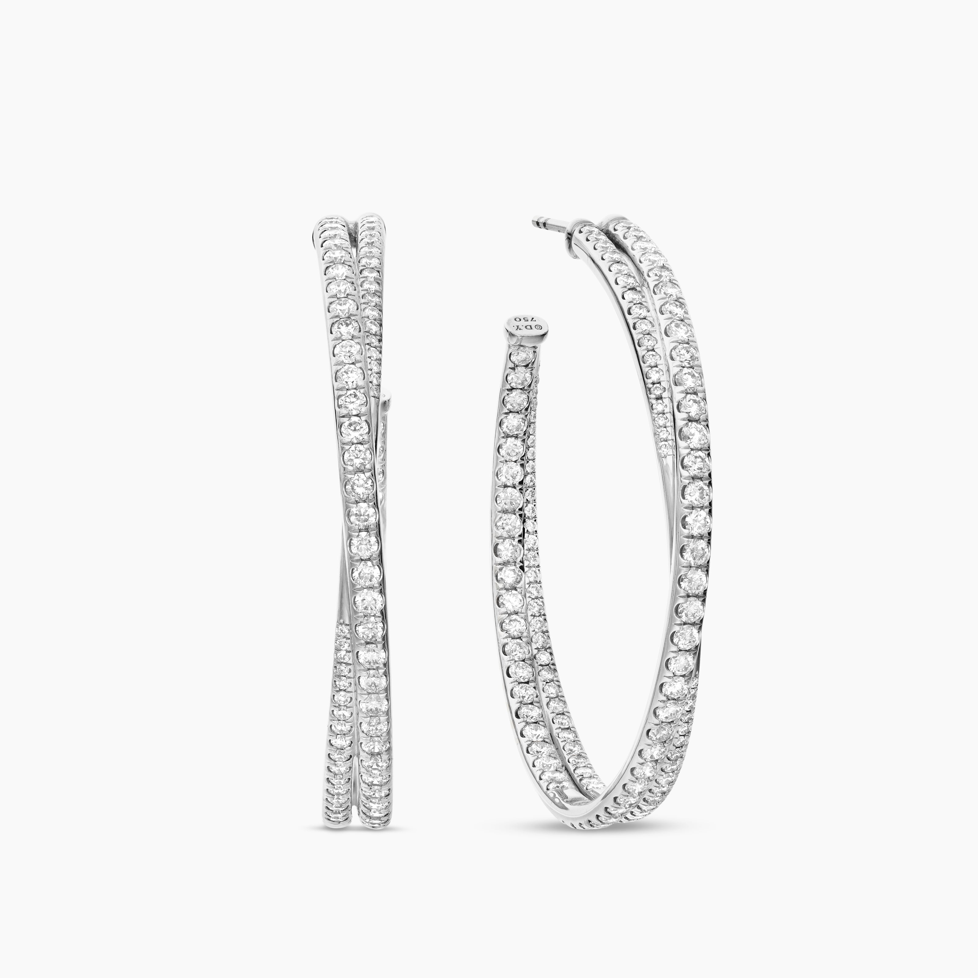 Cr&eacute;oles pav&eacute;es Crossover en or blanc 18 carats avec diamants, 1,75 po femme 