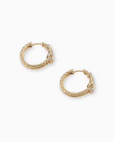 Thoroughbred Loop Hoop Earrings in 18K Yellow Gold with Diamonds, 19mm