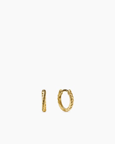 Sculpted Cable Huggie Hoop Earrings in 18K Yellow Gold, 10.7mm