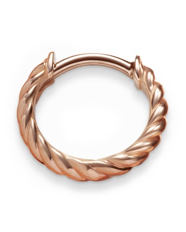 Sculpted Cable Huggie Hoop Earrings in 18K Rose Gold