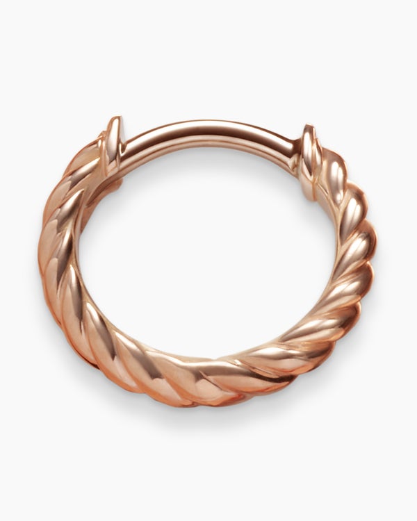 Sculpted Cable Micro Huggie Hoop Earrings in 18K Rose Gold, 10.7mm