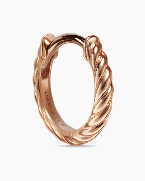 Sculpted Cable Micro Huggie Hoop Earrings in 18K Rose Gold, 10.7mm