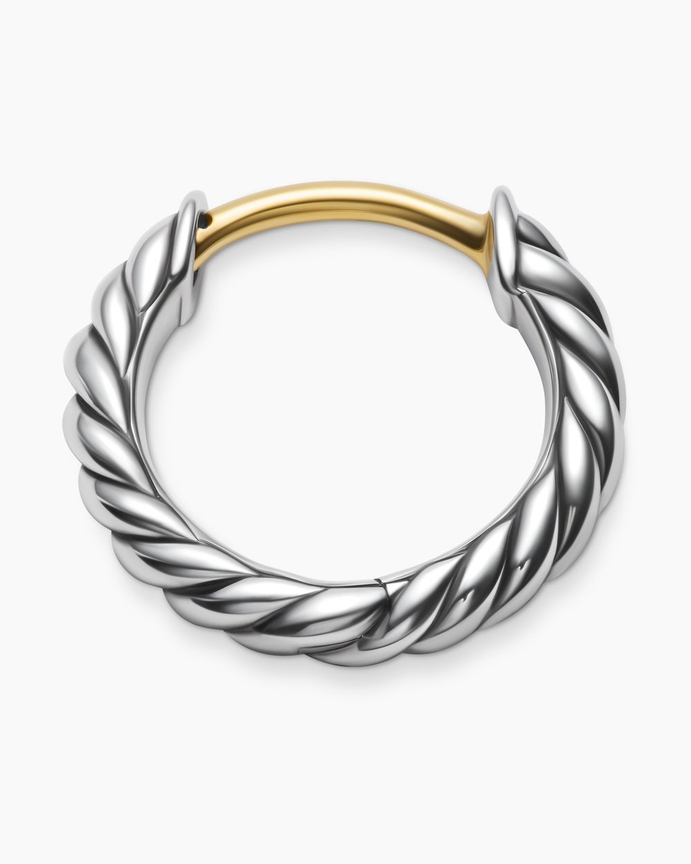 Womens Sculpted Cable Micro Huggie Hoop Earrings in Sterling Silver, 10.6mm