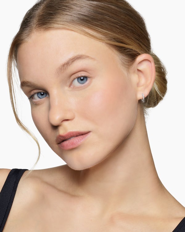 Sculpted Cable Huggie Hoop Earrings in Sterling Silver, 10.7mm