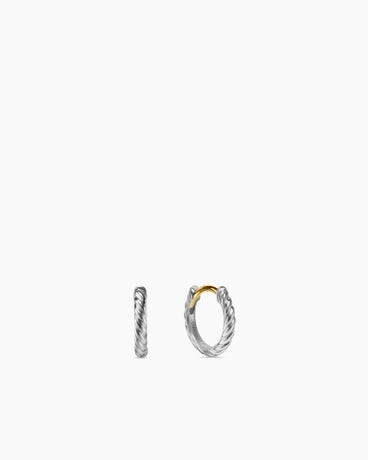 Sculpted Cable Huggie Hoop Earrings in Sterling Silver