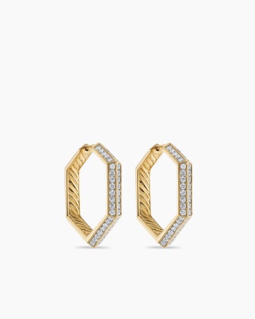 Carlyle™ Hoop Earrings in 18K Yellow Gold with Diamonds, 26mm