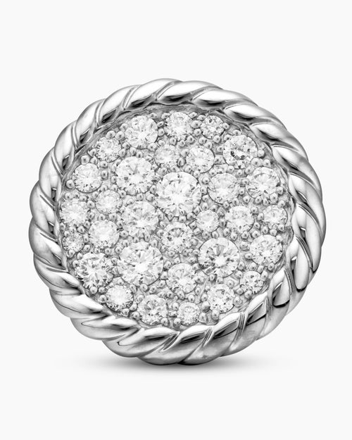 Womens DY Elements® Button Stud Earrings in Sterling Silver with Diamonds, 13.6mm