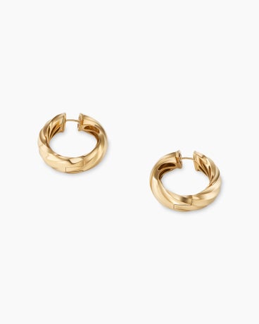 Cable Edge® Hoop Earrings in 18K Yellow Gold, 28.9mm
