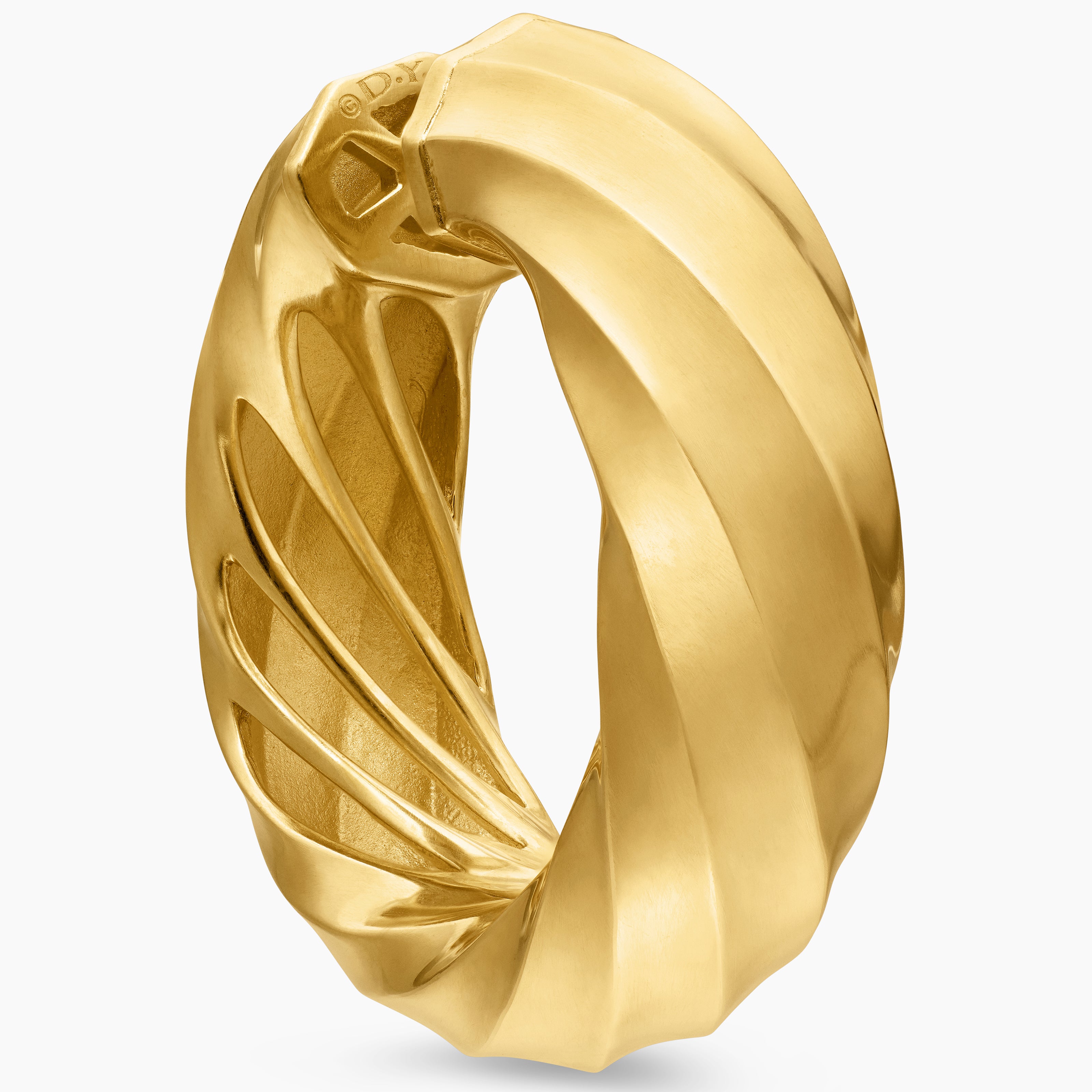 Cable Edge® Hoop Earrings in 18K Yellow Gold, 28.9mm | David