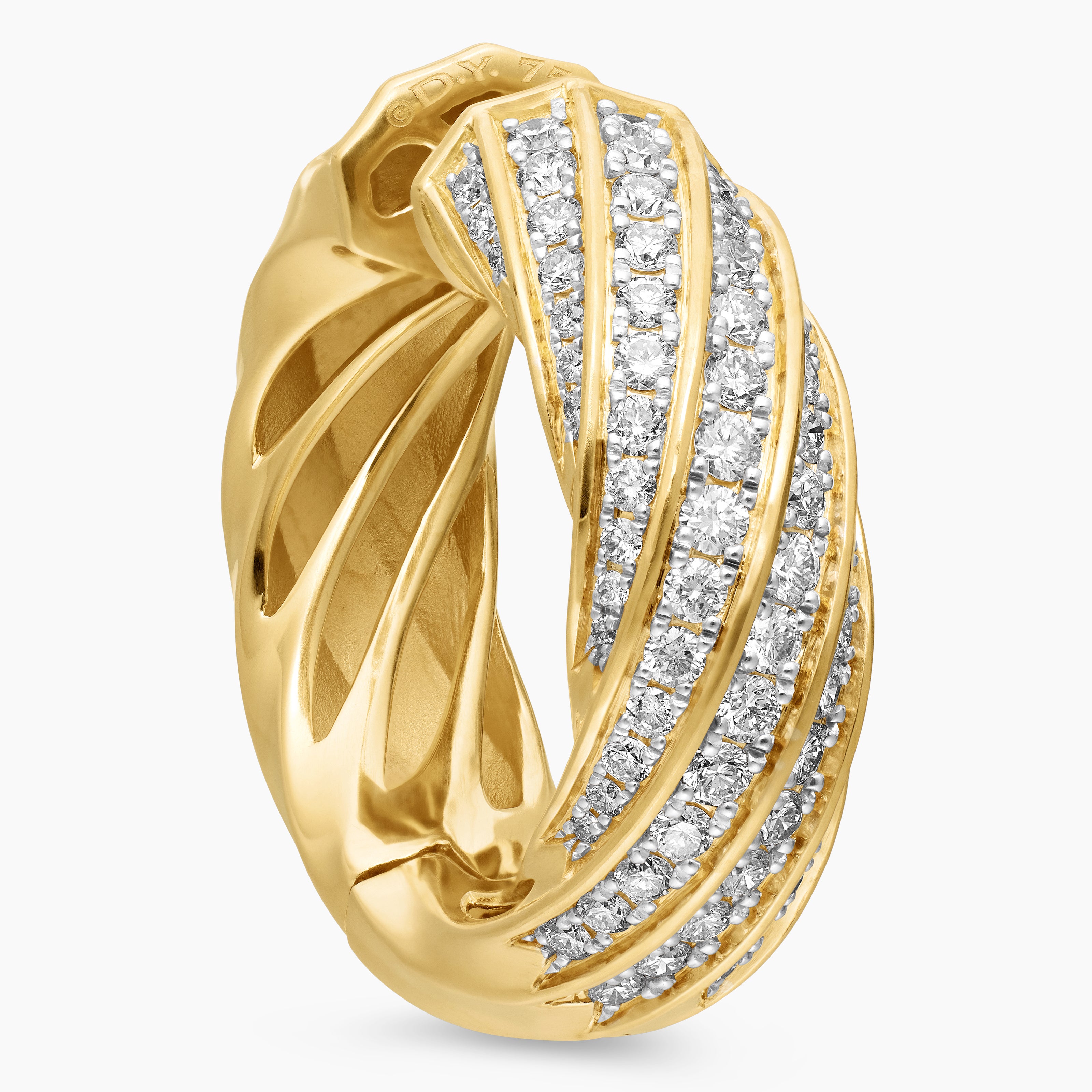 Cable Edge® Hoop Earrings in 18K Yellow Gold with Diamonds