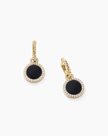 Petite DY Elements® Drop Earrings in 18K Yellow Gold with Black Onyx and Diamonds, 22.6mm
