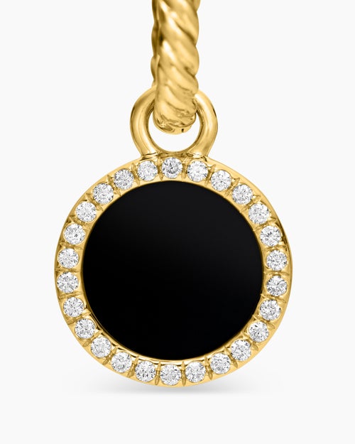 Womens Petite DY Elements® Drop Earrings in 18K Yellow Gold with Black Onyx and Diamonds, 22.6mm