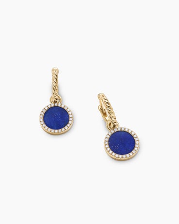 Petite DY Elements® Drop Earrings in 18K Yellow Gold with Lapis and Diamonds, 22.6mm
