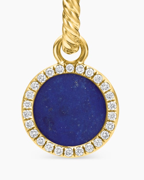 Womens Petite DY Elements® Drop Earrings in 18K Yellow Gold with Lapis and Diamonds, 22.6mm