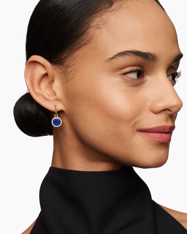 Petite DY Elements® Drop Earrings in 18K Yellow Gold with Lapis and Diamonds, 22.6mm