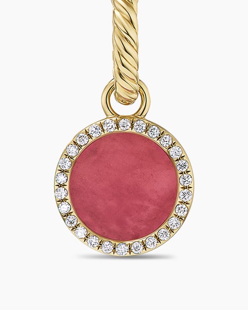 Womens Petite DY Elements® Drop Earrings in 18ct Yellow Gold with Rhodonite and Diamonds, 22.6mm