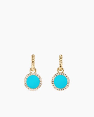 Petite DY Elements® Drop Earrings in 18K Yellow Gold with Turquoise and Diamonds, 22.6mm