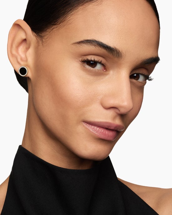 Petite DY Elements Stud Earrings in 18K Yellow Gold with Diamonds, 11mm