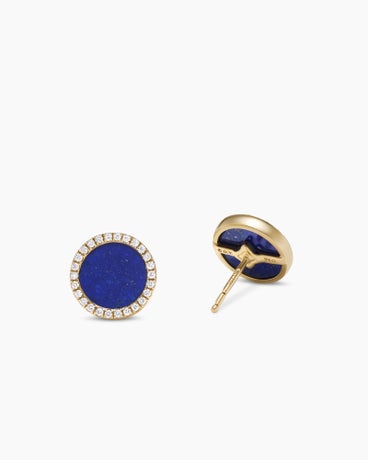Petite DY Elements® Stud Earrings in 18K Yellow Gold with Lapis and Diamonds, 11mm