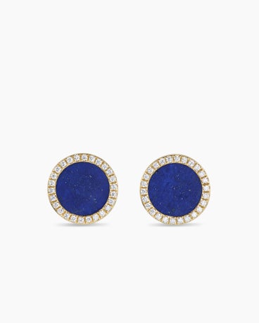 Petite DY Elements® Stud Earrings in 18K Yellow Gold with Lapis and Diamonds, 11mm