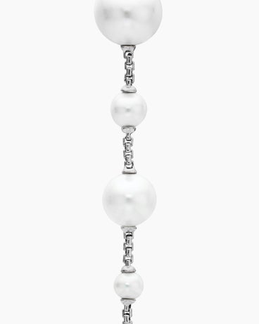 Pearl and Pavé Drop Earrings in Sterling Silver with Pearls and Diamonds, 3.45in