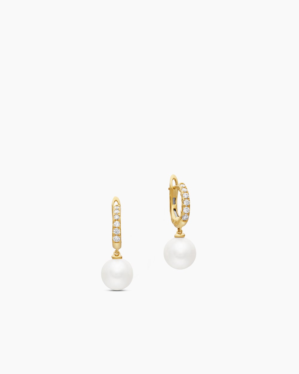 Boucles d’oreilles pendantes à perles et pavé en or jaune 18 carats avec perles et diamants, 15,6 mm femmes
