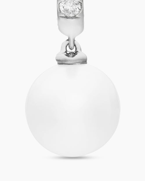 Dormeuses en argent massif avec perles et diamants, 15,6 mm