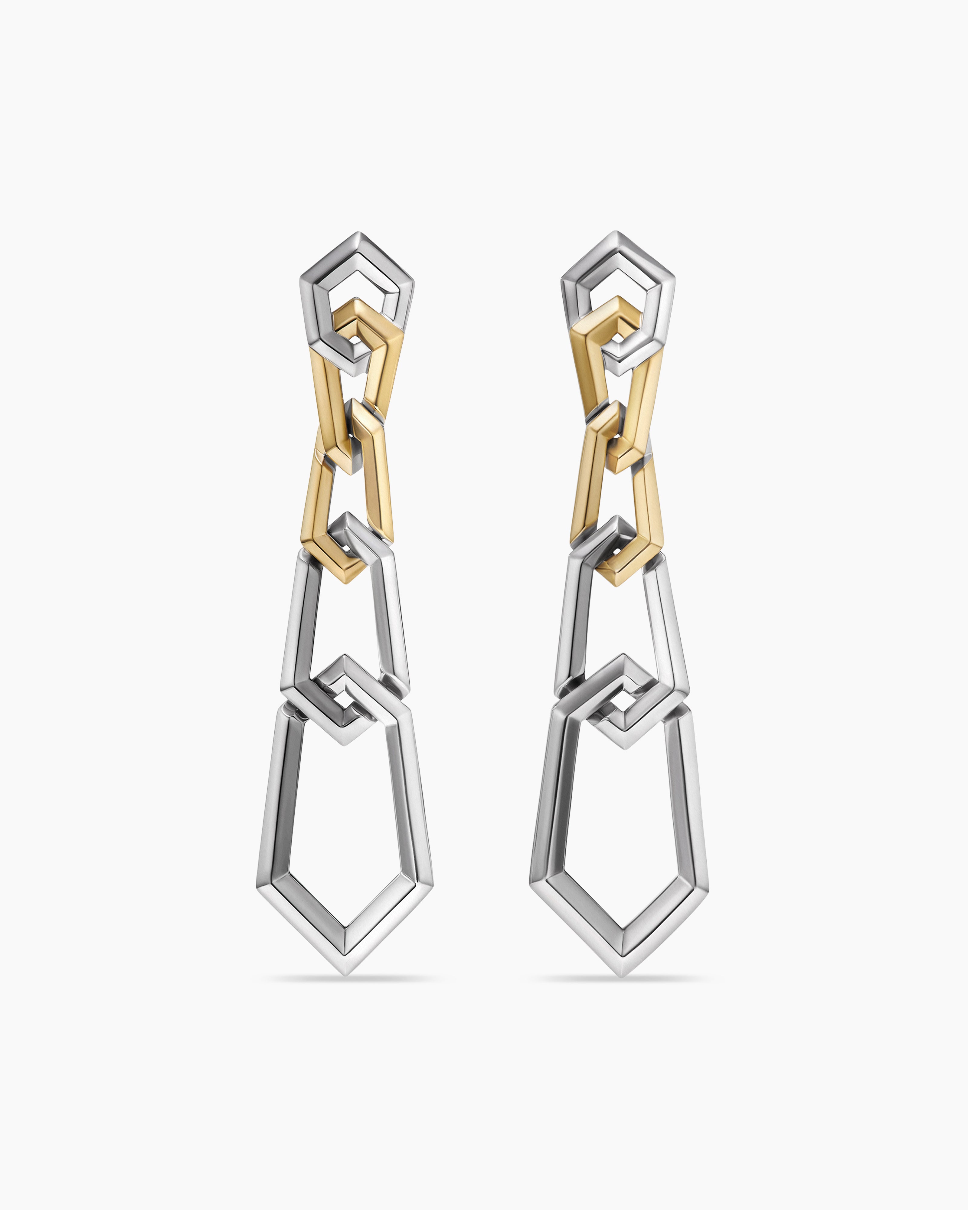 David Yurman Carlyle Linked Drop Earrings in Sterling Silver with 18K Yellow Gold