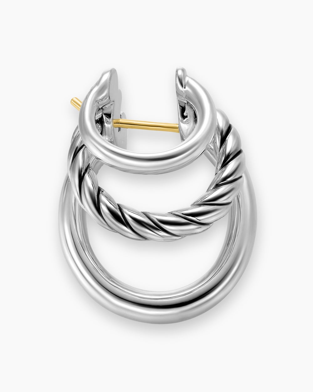 Womens DY Mercer® Three Row Hoop Earrings in Sterling Silver, 21mm
