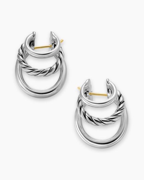 Womens DY Mercer® Three Row Hoop Earrings in Sterling Silver, 21mm