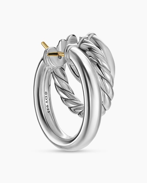 Womens DY Mercer® Three Row Hoop Earrings in Sterling Silver, 21mm