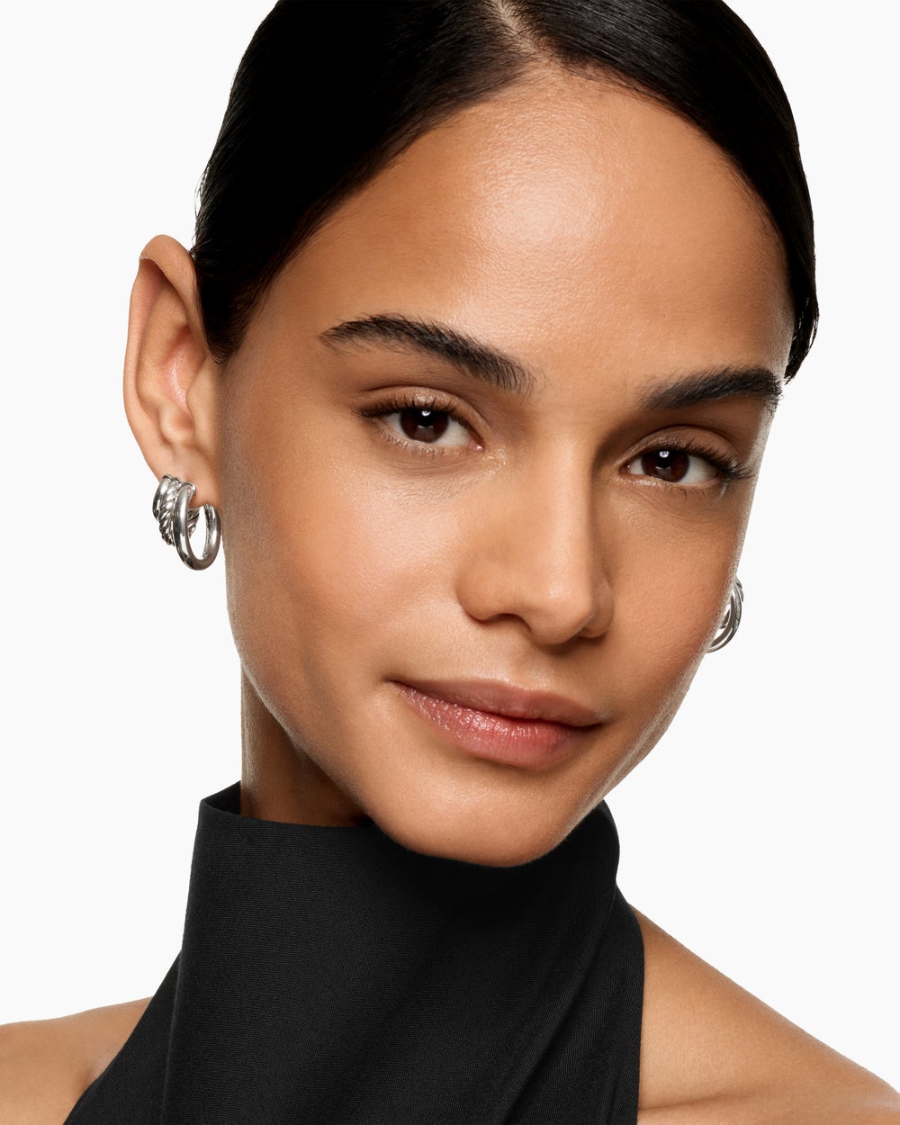 Womens DY Mercer® Three Row Hoop Earrings in Sterling Silver, 21mm